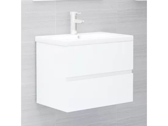 Armoire d'évier avec lavabo intégré Blanc Bois d'ingénierie