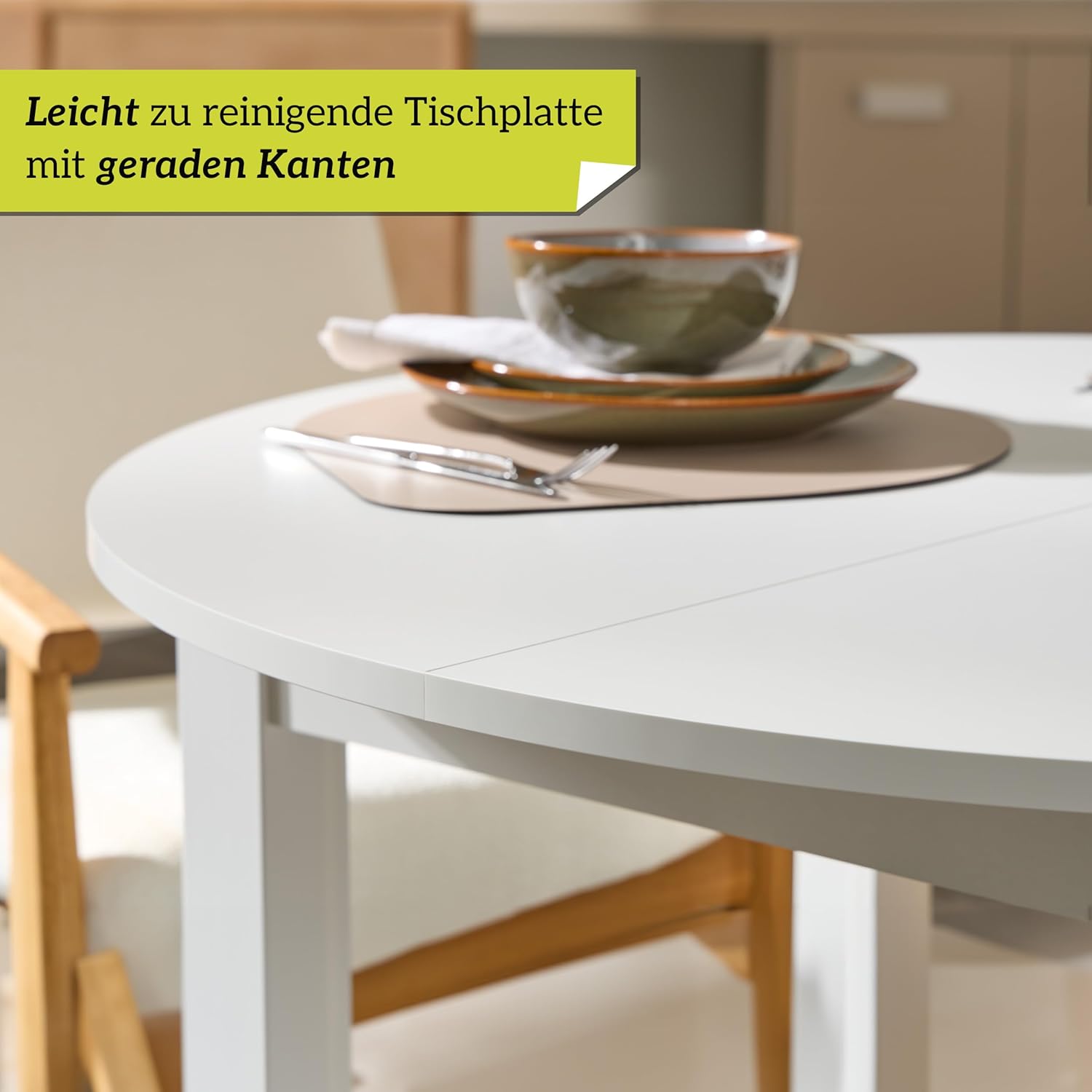 smart Esstisch Rund 100 cm Weiß, Küchentisch ausziehbar bis 140 cm, Esszimmertisch aus Holzwerkstoff inkl. erweiterbare Auszugsplatte, moderner Tisch für bis zu 6 Personen
