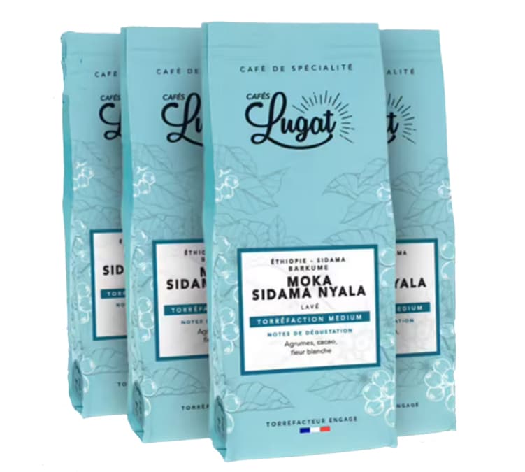 4x250 g Café en grain Ethiopie Moka Sidama Nyala - CAFES LUGAT