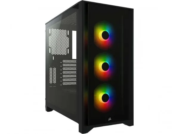 CORSAIR | iCUE 4000X RGB – Miditower - ATX - ingen strømforsyning - Sort - USB/Lyd