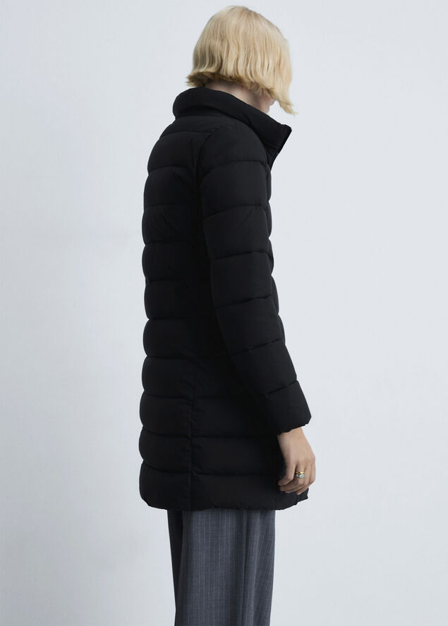 MANGO Water-repellent quilted coat Black