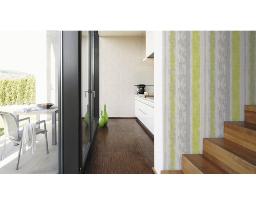 Vliesbehang 94425-1 Best of Wood'n Stone 2 strepen grijsgroen