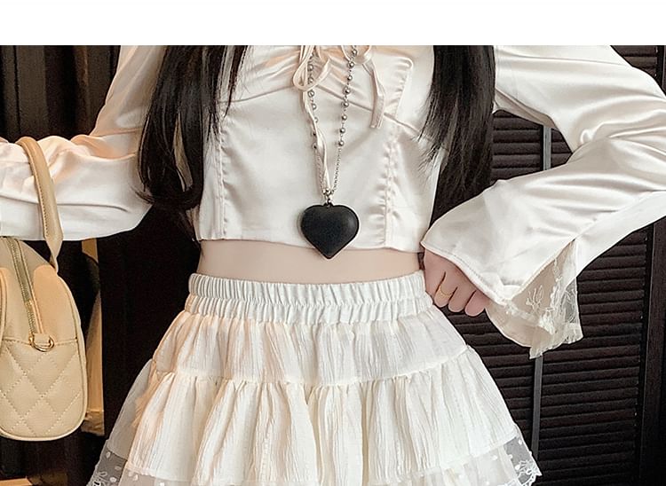 Magimomo - Mini A-lijn rok met elastische taille en kanten rand