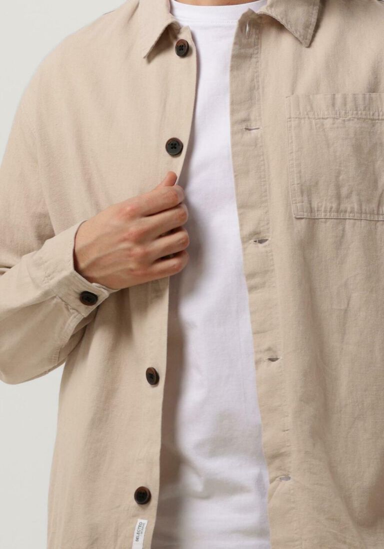 SELECTED HOMME zand selected homme overshirt slhlooseblas-linen overshirt