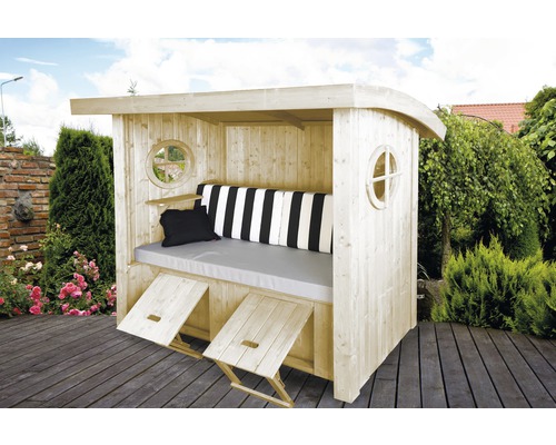 Weka Merano paviljoen met beensteunen en verstelbare rugleuning, 171 x 93 cm, naturel
