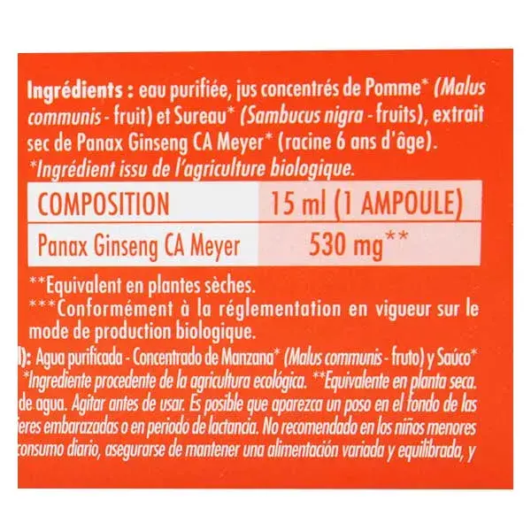 Ginseng Orgânico Superdiet - 20 ampolas de 15ml