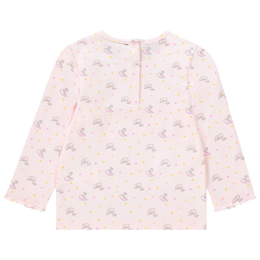 T-shirt manches longues rose imprimé cygnes pour bébé fille - Rose