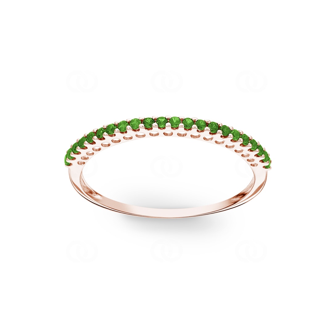 Mémoire-Ring 750/18 K Roségold mit grünen Granaten