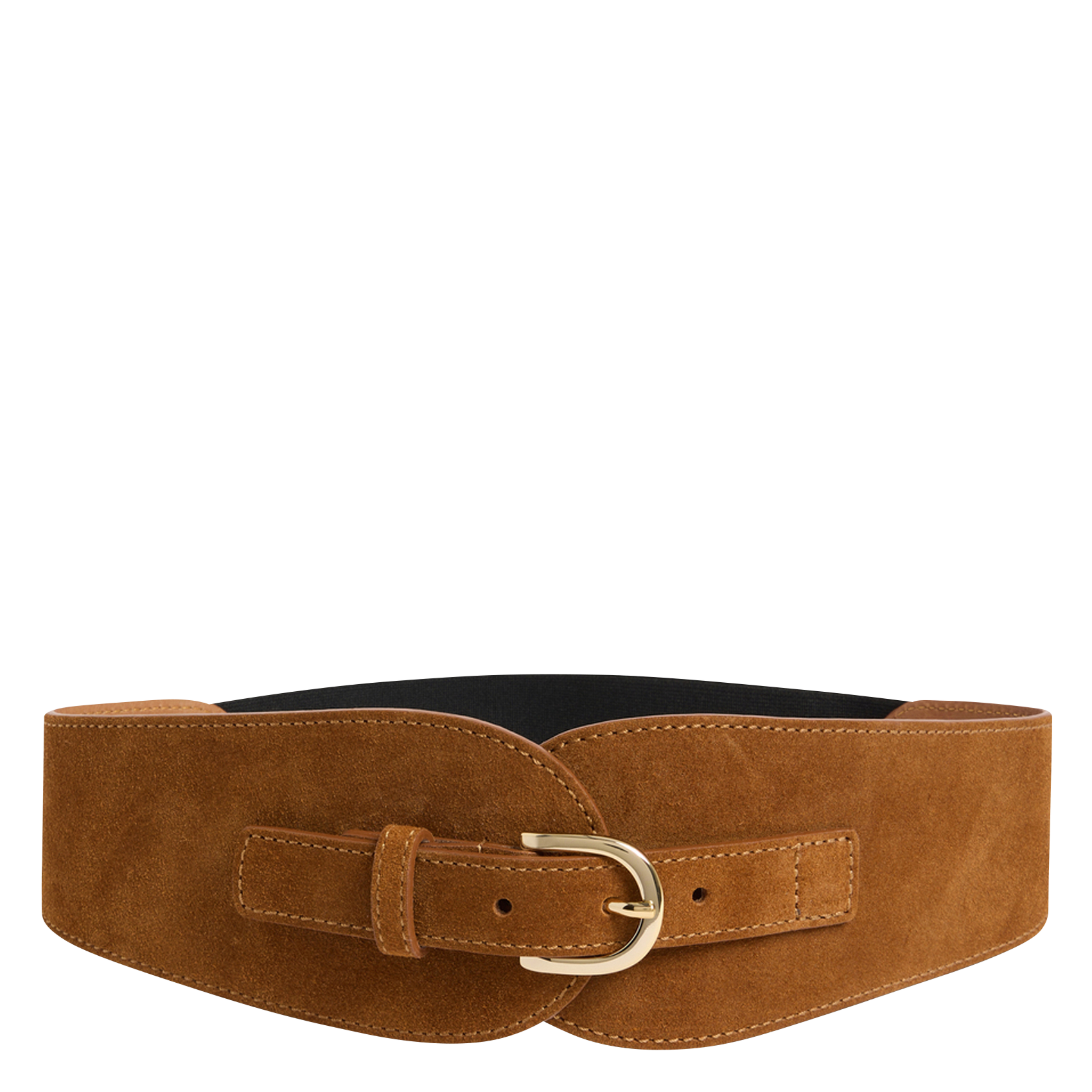 OLYMPE - Ceinture large en cuir velours | Marron