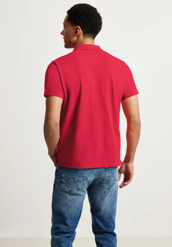 Poloshirt in Piqueé - hibiscus red