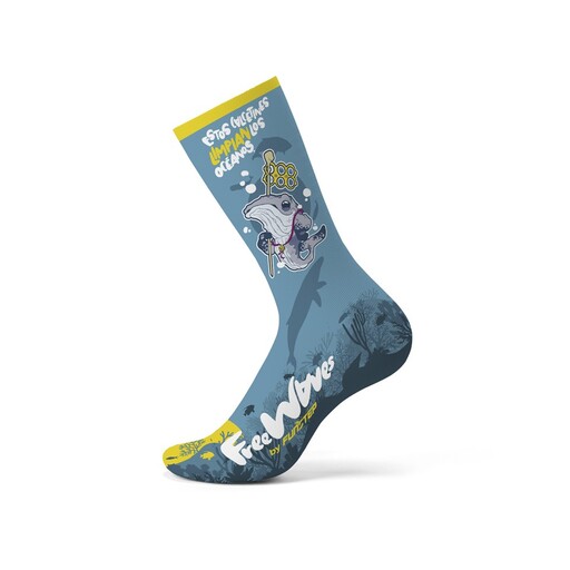 Meias azuis divertidas com estampa de baleia da Funstep.