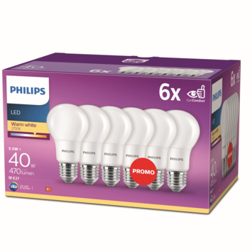 Philips LED peer E27 40W 6 stuks mat niet dimbaar