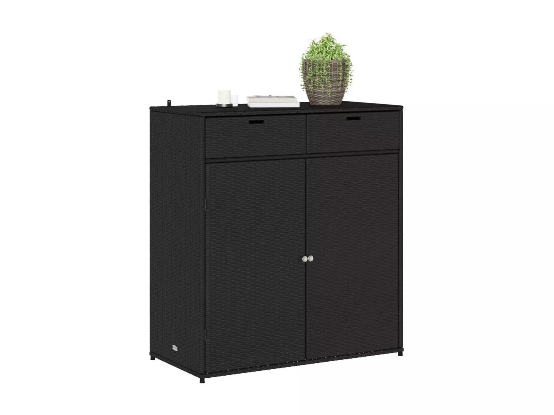 Armoire de rangement de jardin noir 105x55x113cm résine tressée