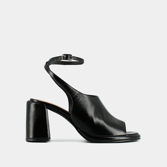 Sandales à talons hauts  en cuir vieilli noir
