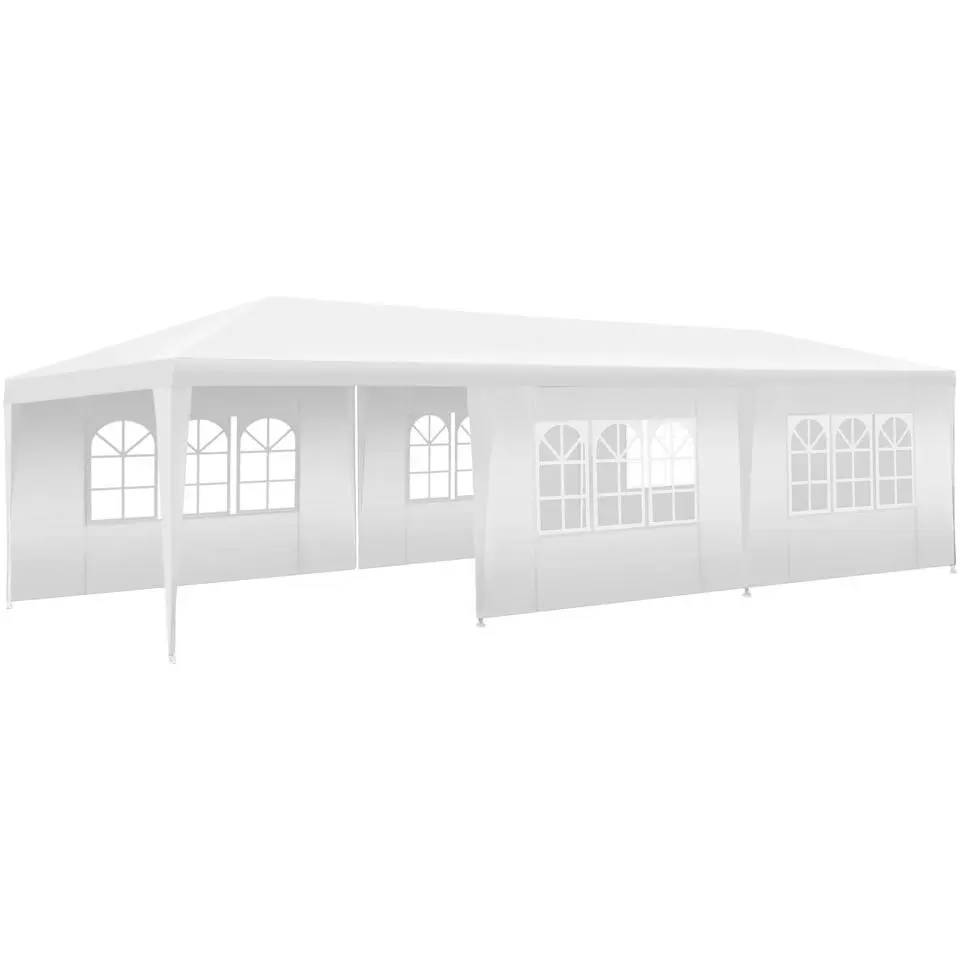 tectake Paviljoen Miramas met 8 zijpanelen, waterdicht, 9x3m, Wit
