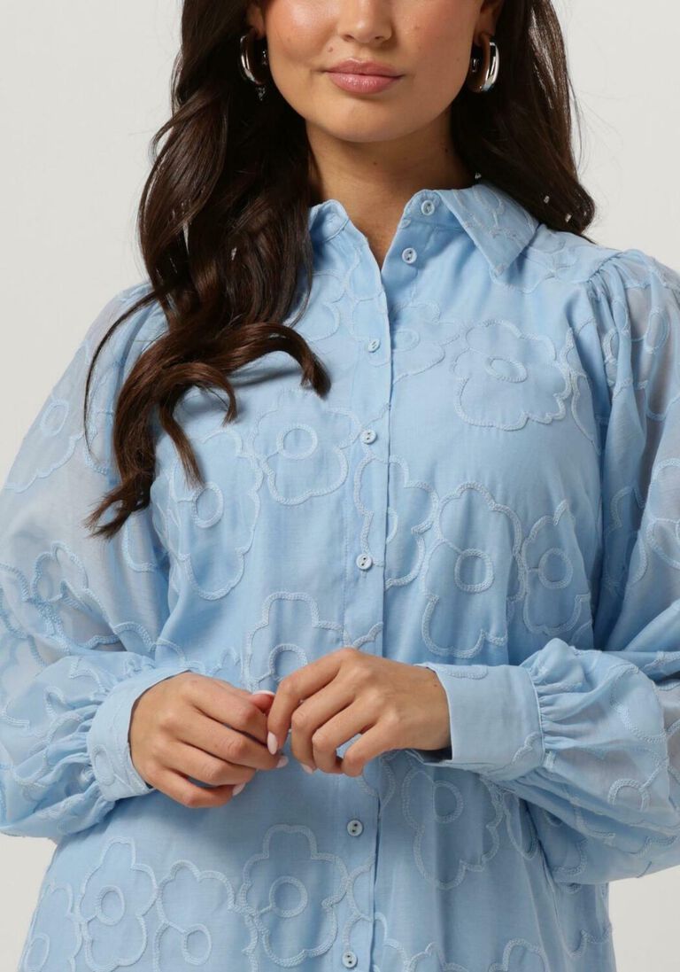 Y.A.S. lichtblauwe y.a.s. mini jurk yasflorina ls shirt dress