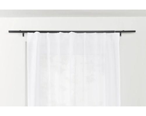 Gordijnroedeset, binnenrail, uitschuifbaar, geheel in zwart, 120-210 cm, Ø 17/21 mm