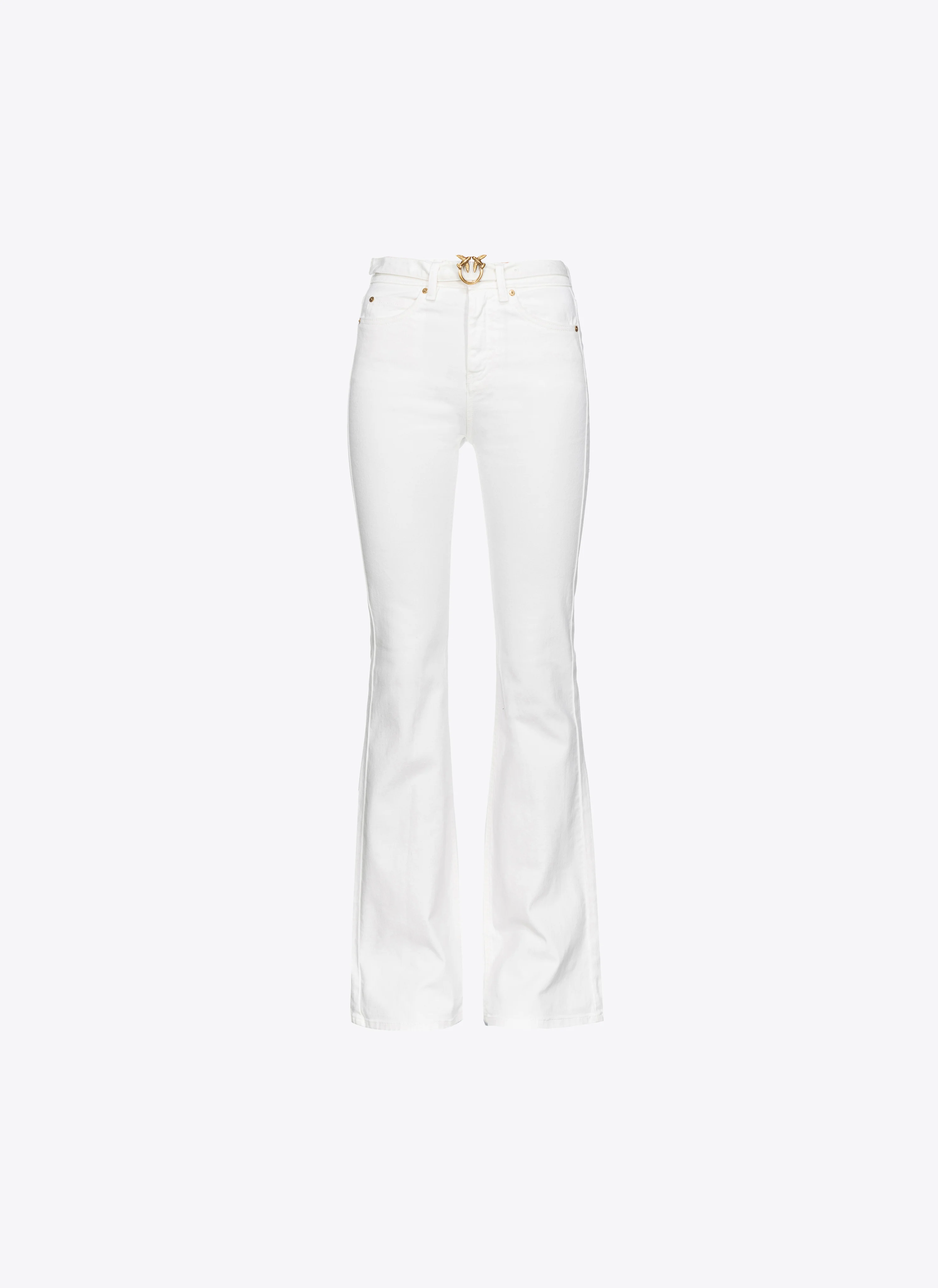 Pantalon flare ceinturé stretch | Blanc