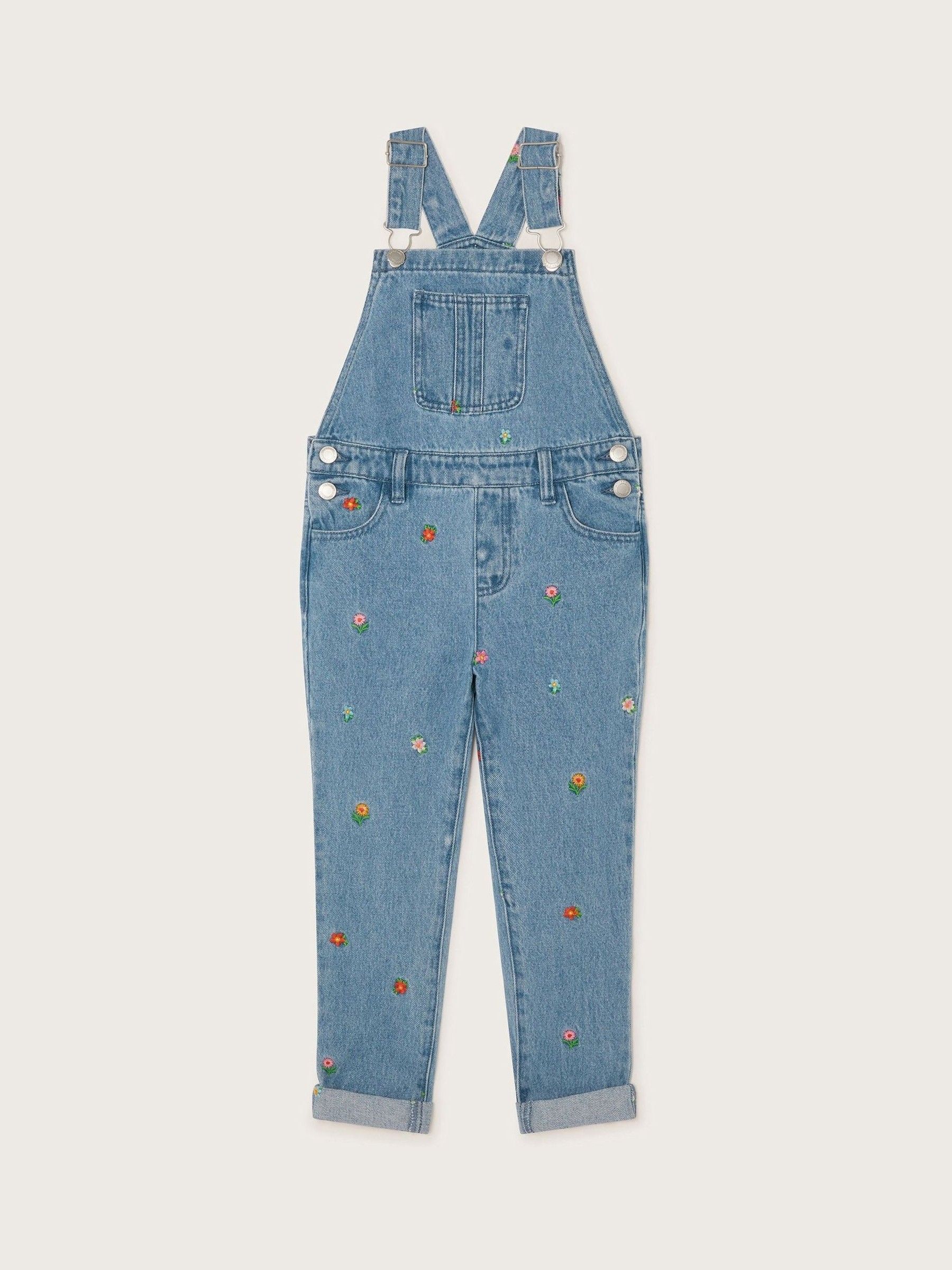 Monsoon Bloemen geborduurde Denim 100% katoenen bretelbroeken