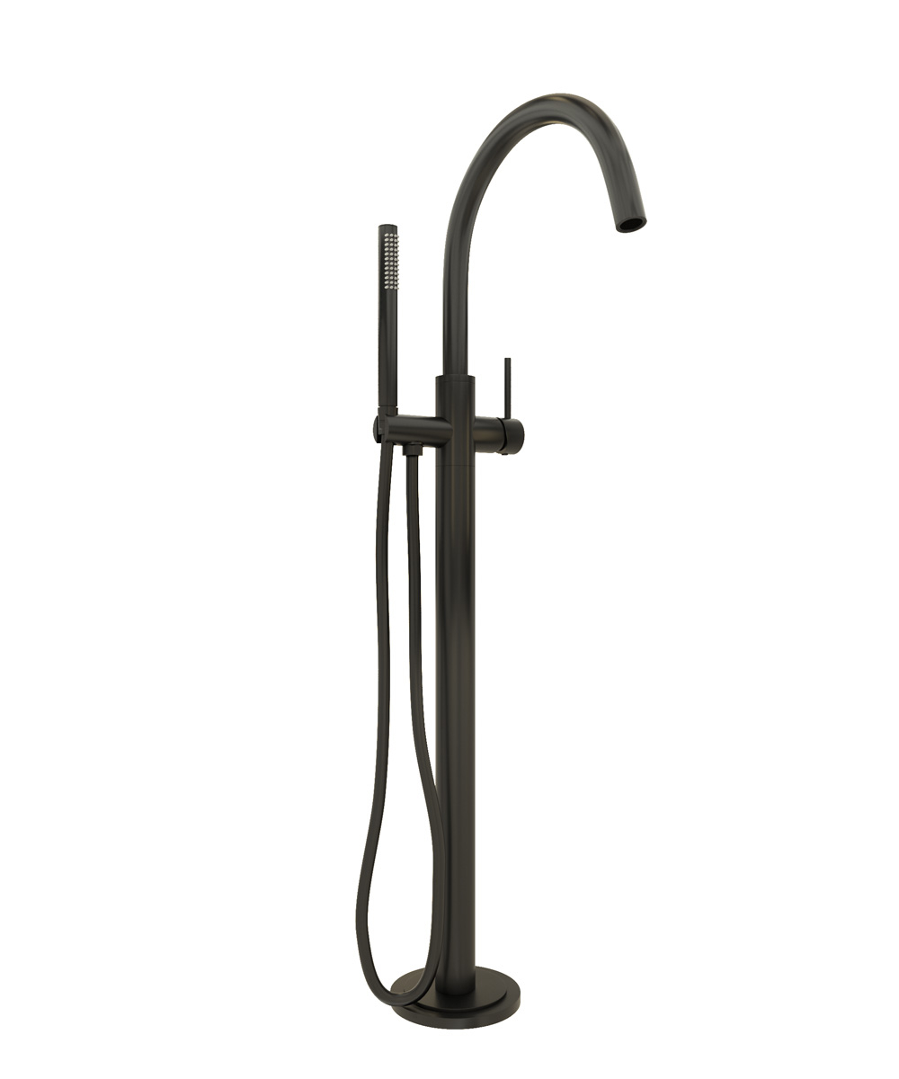 Brauer Black Edition vrijstaande badmengkraan met staafhanddouche zwart mat