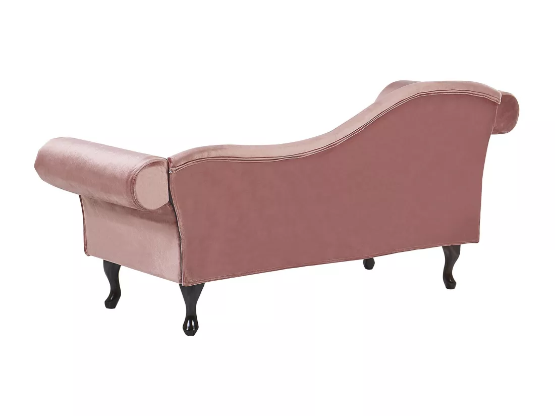 Chaise longue côté droite en velours rose LATTES