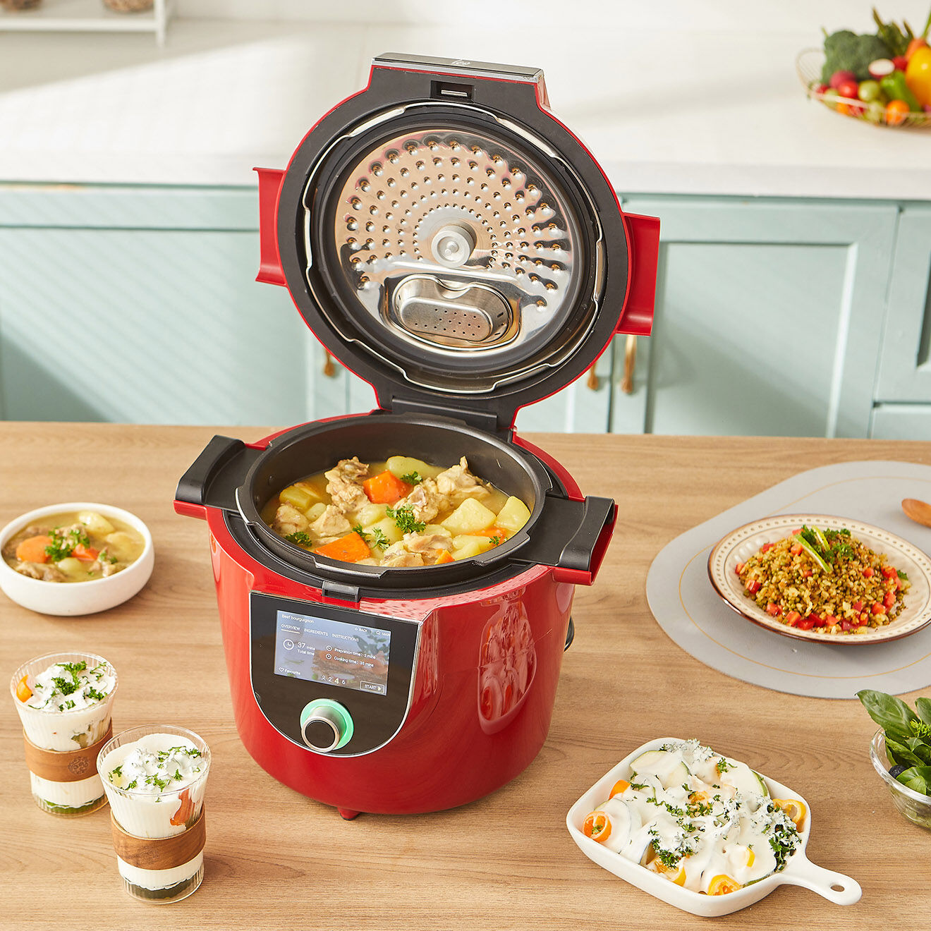 Kitchencook Autocuiseur intelligent avec connexion WIFI rouge - 5 L