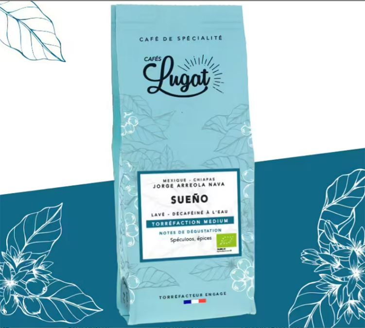 Café en grains : Mexique Bio - Sueño - Décaféiné à l'eau - 250g - Cafés Lugat