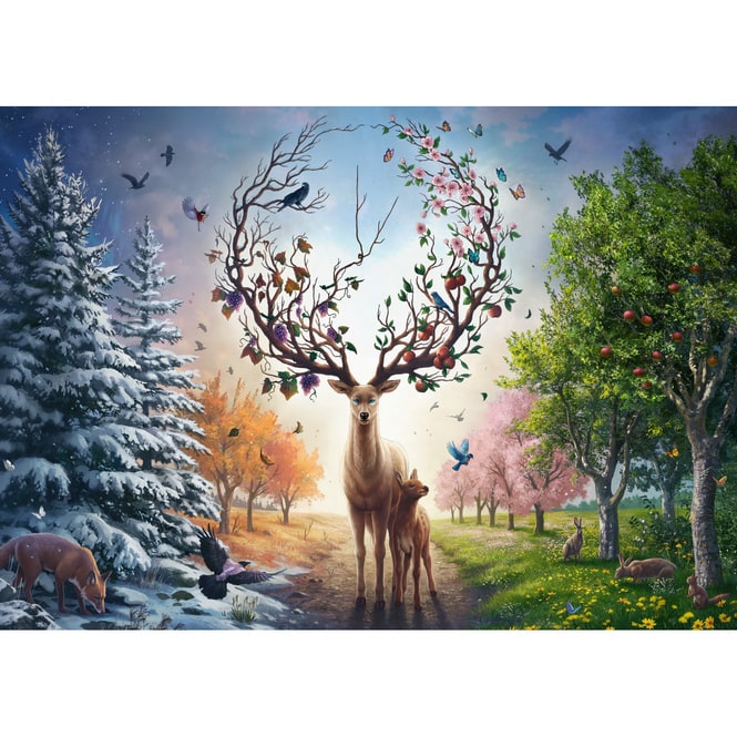 Puzzle - Der magische Hirsch und die vier Jahreszeiten - 1000 Teile