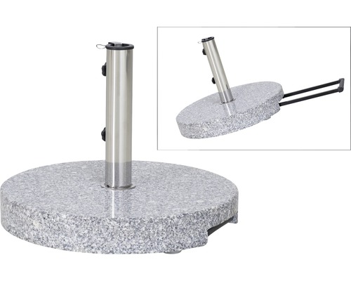 Siena Garden Granieten Parasolstandaard, 40 kg, Grijs, met Handvat en Wielen