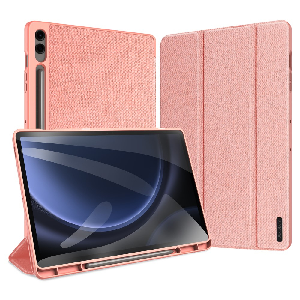 Samsung Galaxy Tab S9 FE  Plus Tasche Smart Cover Hülle Stoff Design mit S-Pen Halterung - Rosa