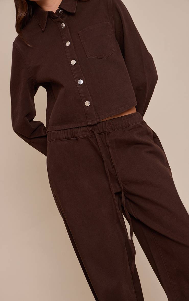 Chocolat Jean En Denim Taille Moyenne Avec Ceinture À Nouer