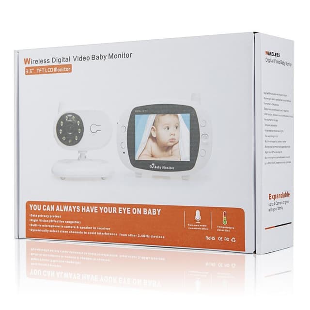 2.4G Digital trådløs 3,5 tommer farve LCD babymonitor 5m Night Vision SP850