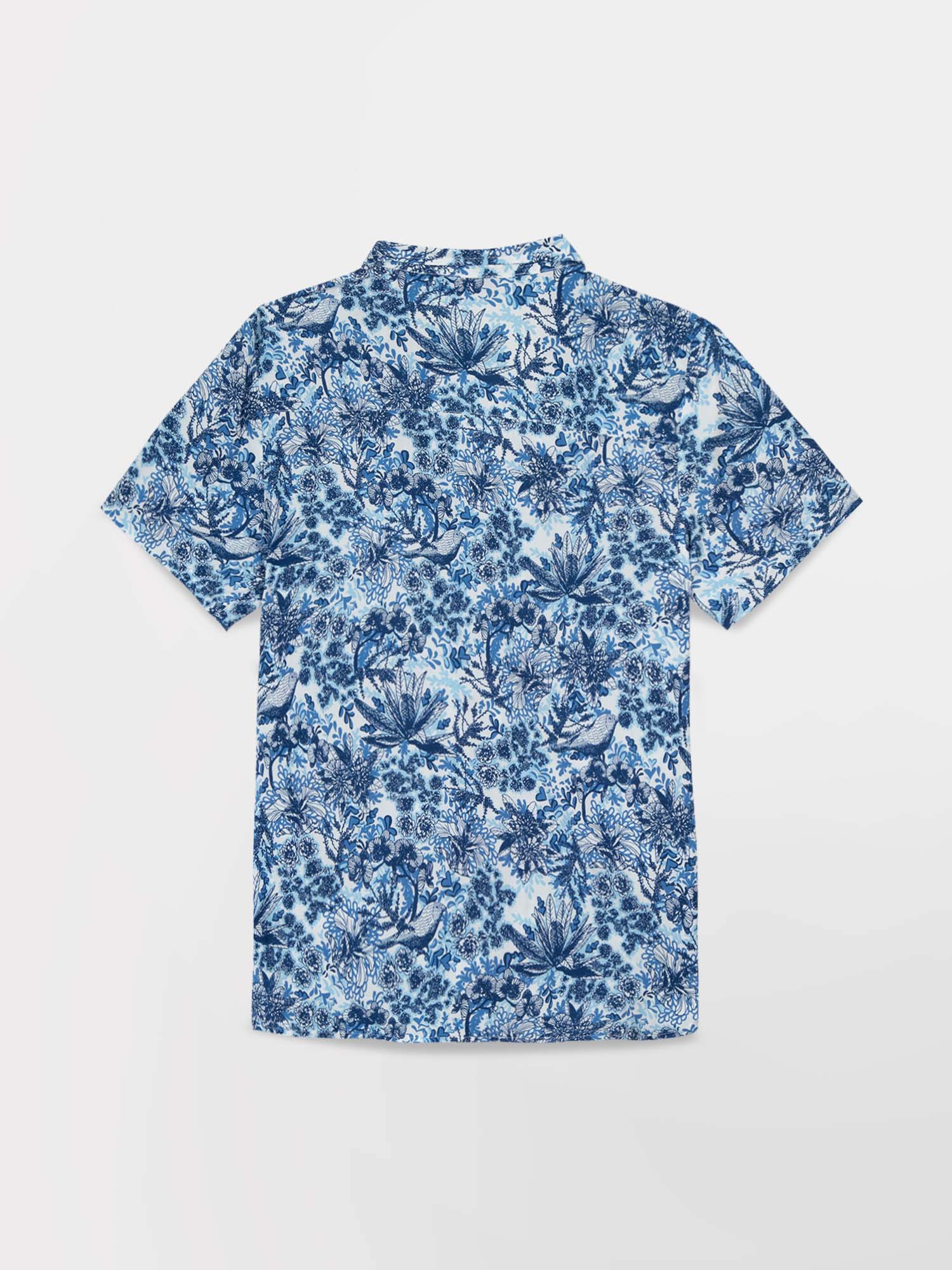 Chemise Femme Manches Courtes Floral Bleu