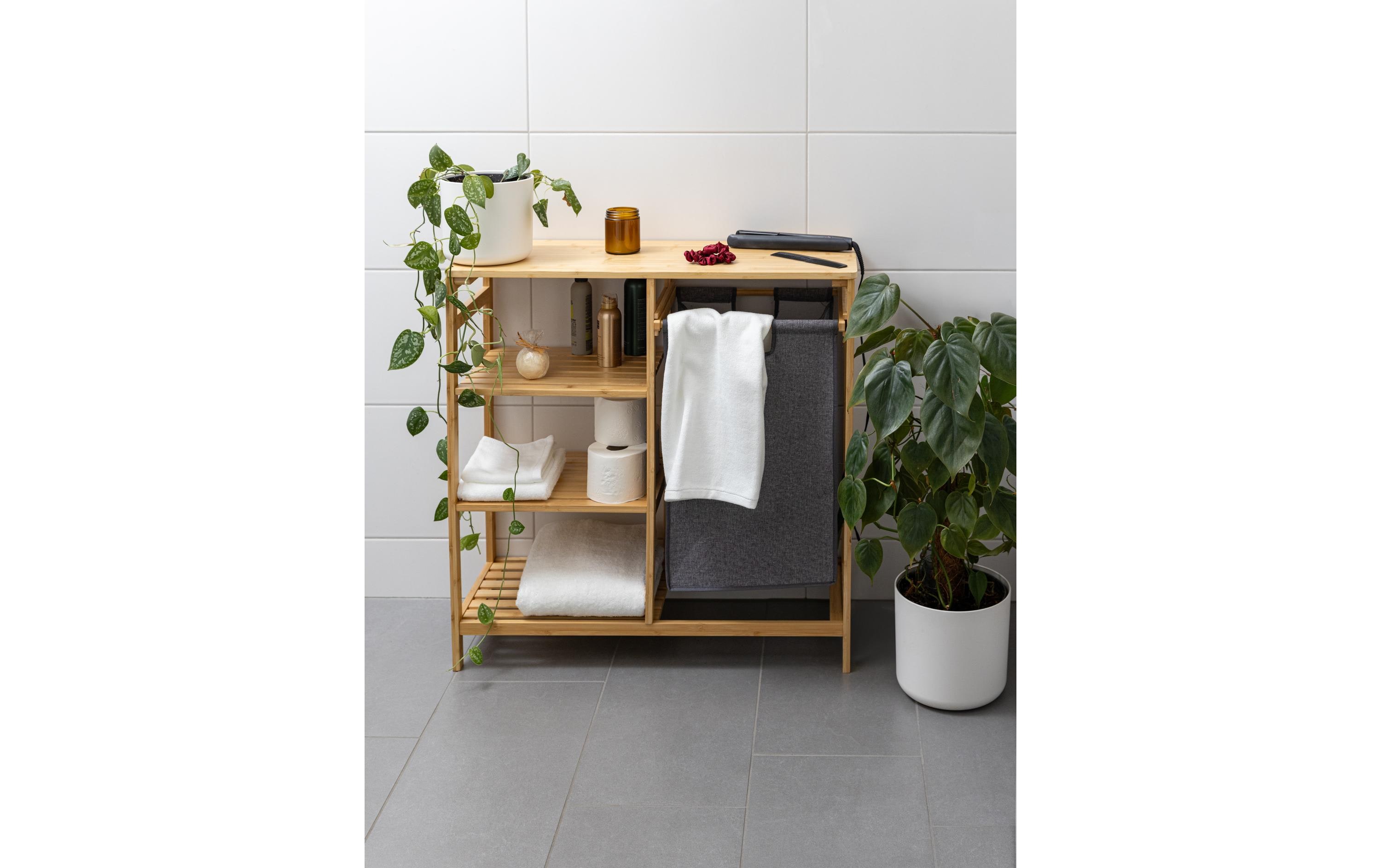 Badezimmerregal mit WäschesammlerPraktisches Badezimmermöbel