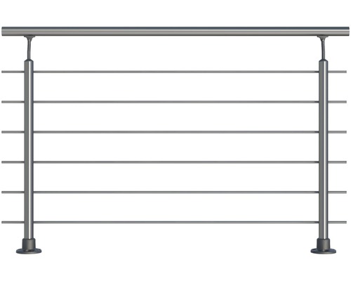 Pertura Silenos complete leuningset, aluminium met zes roestvrijstalen staven voor vloermontage, breedte: 1,50 m