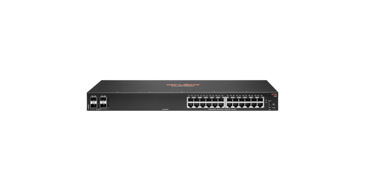Hewlett Packard EnterpriseAruba CX 6100 24G 4SFP+ switch  (Zwart, 1U)