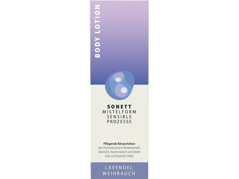 Sonett Body Lotion Mistelform Lavendel Weihrauch 145 ml Natürliche Körperlotion mit rhythmisiertem Mistelextrakt aktiviert, harmonisiert und bildet eine schützende Hülle