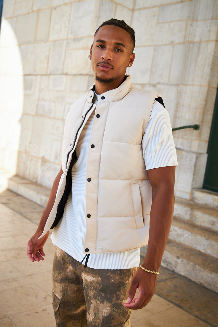 Doudoune sans manches beige