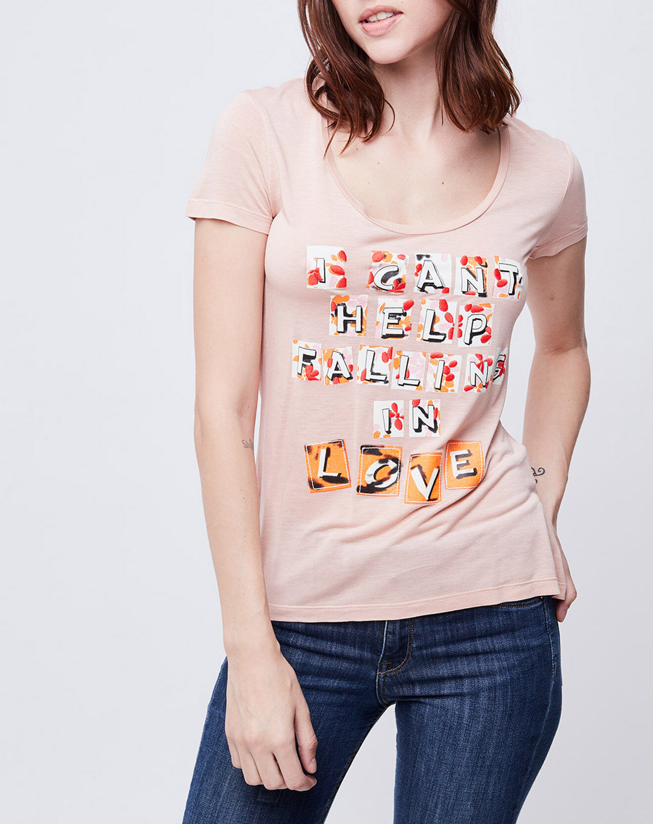 John Galliano T-Shirt imprimé rose saumon