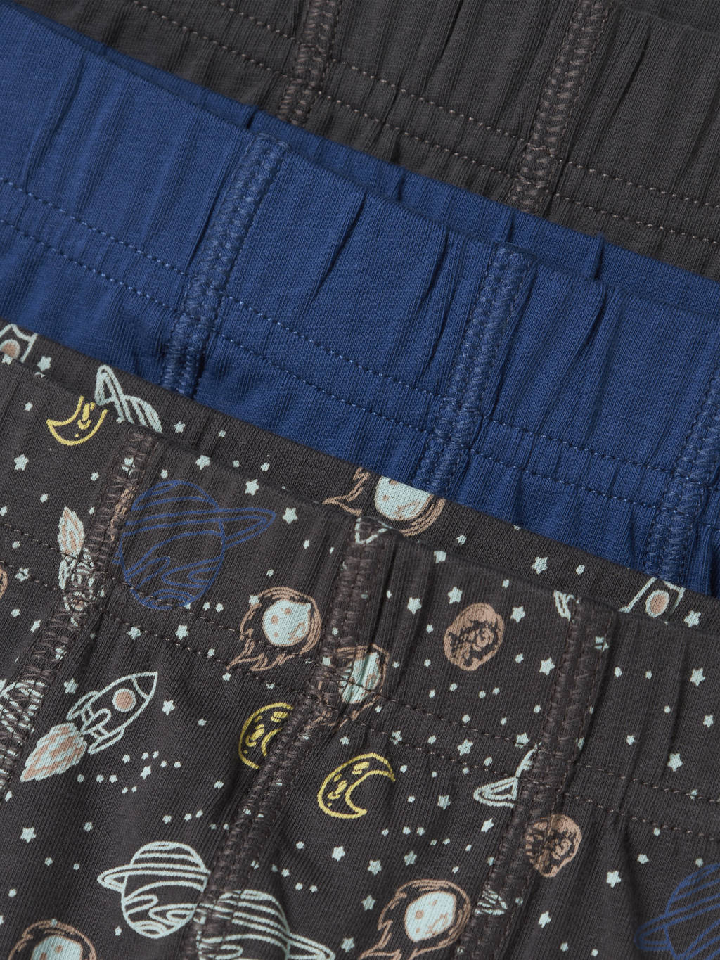 boxershort Space - set van 3 antraciet/blauw