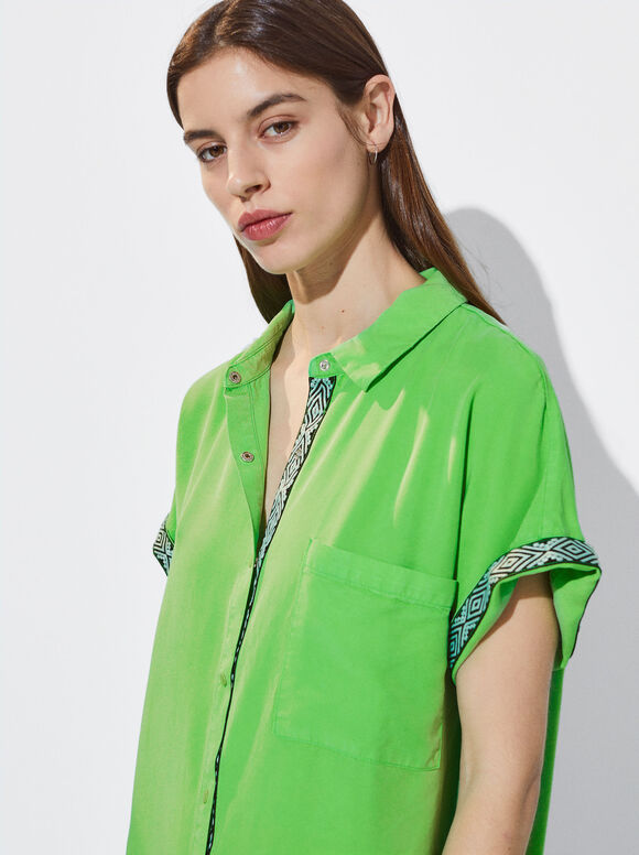 Vestido camisa em lyocell - Verde