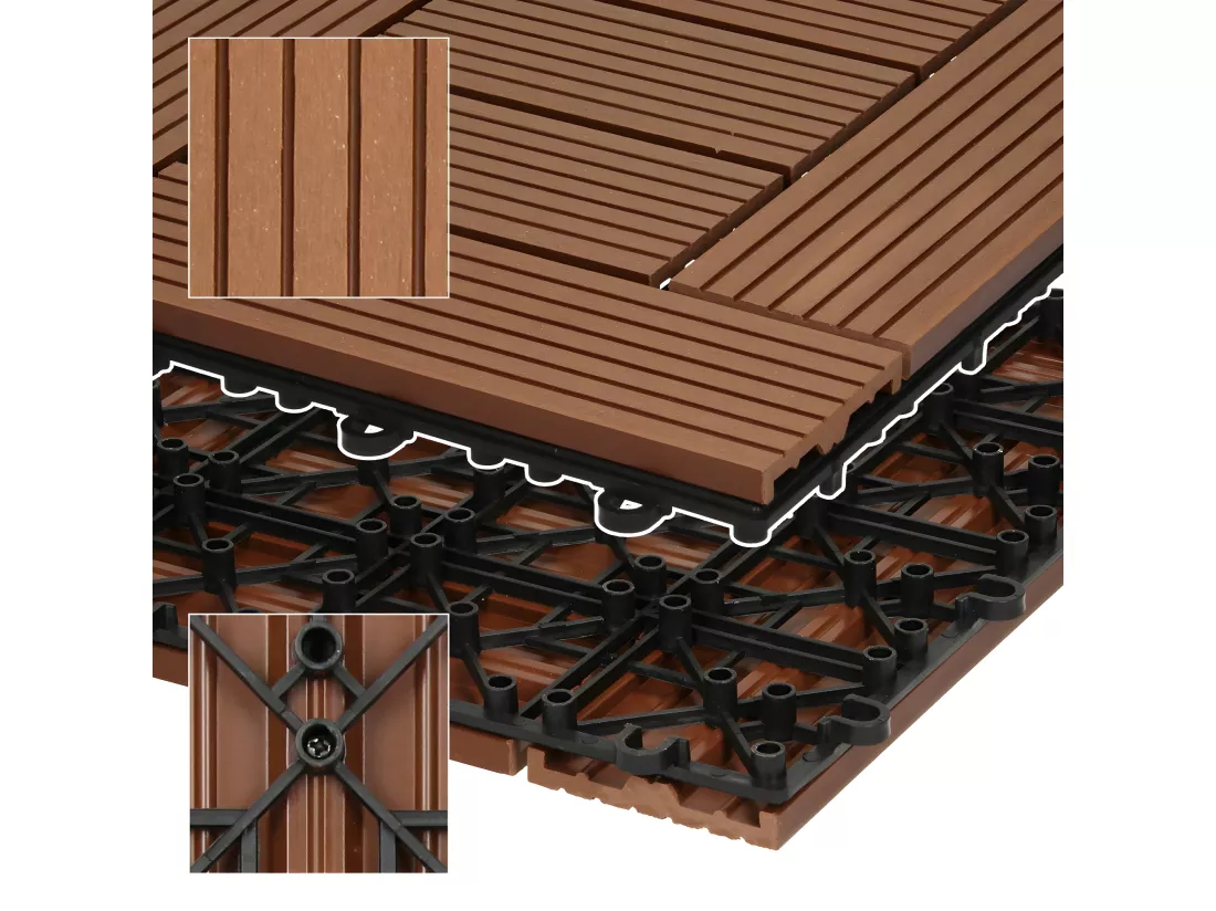 Carreaux de sol 30x30cm 1 m² mosaïque pour jardin piscine patio marron clair ECD Germany