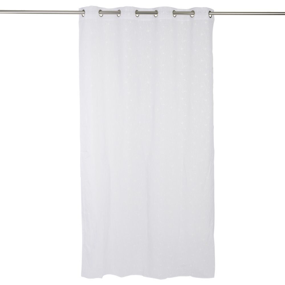 Voilage polyester 140x240cm motif floral blanc