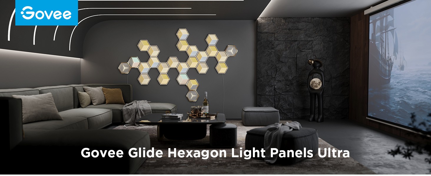 Govee - Glide Hexagon Lys Panels Ultra Ekspansionspakke – 2 Paneler til H606AC81