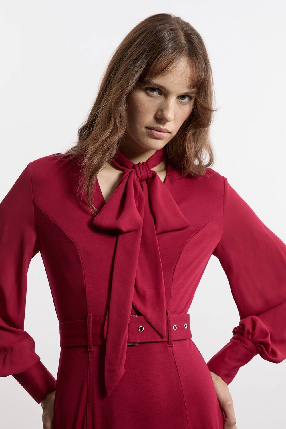 KarenMillen Robe midi Jersey Ponte Georgette Mix