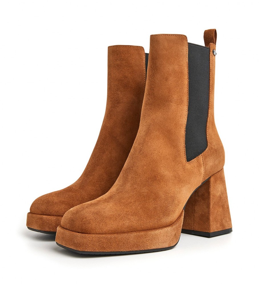 Botas de cano curto Pepe Jeans Abba Chelsea em couro marrom