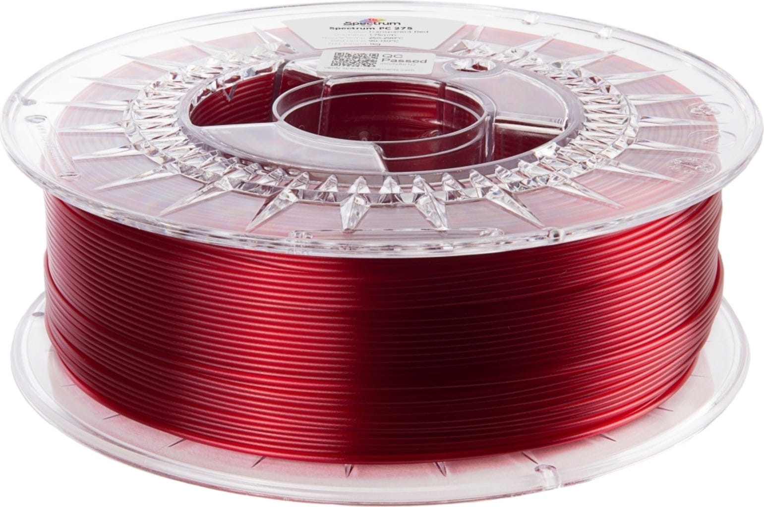 Spectrum  PC 275 Transparent Red, 1,75 mm / 1000 g    Mechanische Stärke & Präzision in Transparent Red