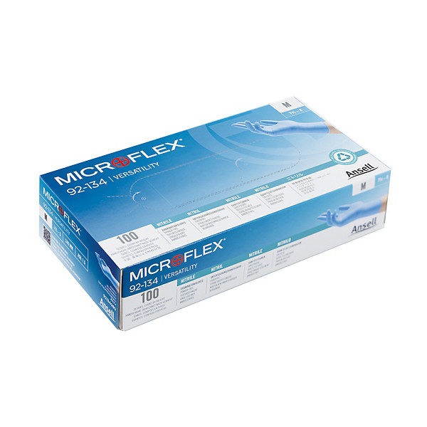 Gants jetables nitrile non poudrés Ansell Microflex taille 8, boîte de 100
