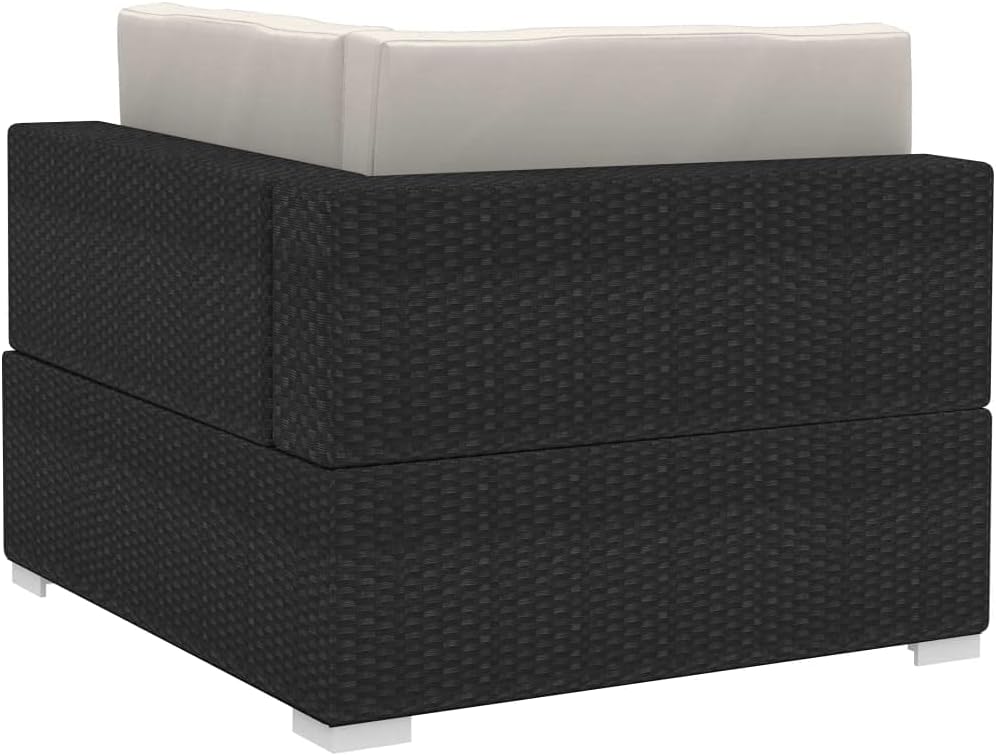 Ecksofa Set 2-teilig mit Kissen, Robustes PE-Rattan, Schwarz, Modular, Garten Lounge Set, Wetterfest, Außenbereich, Balkonmöbel, Patio Möbel