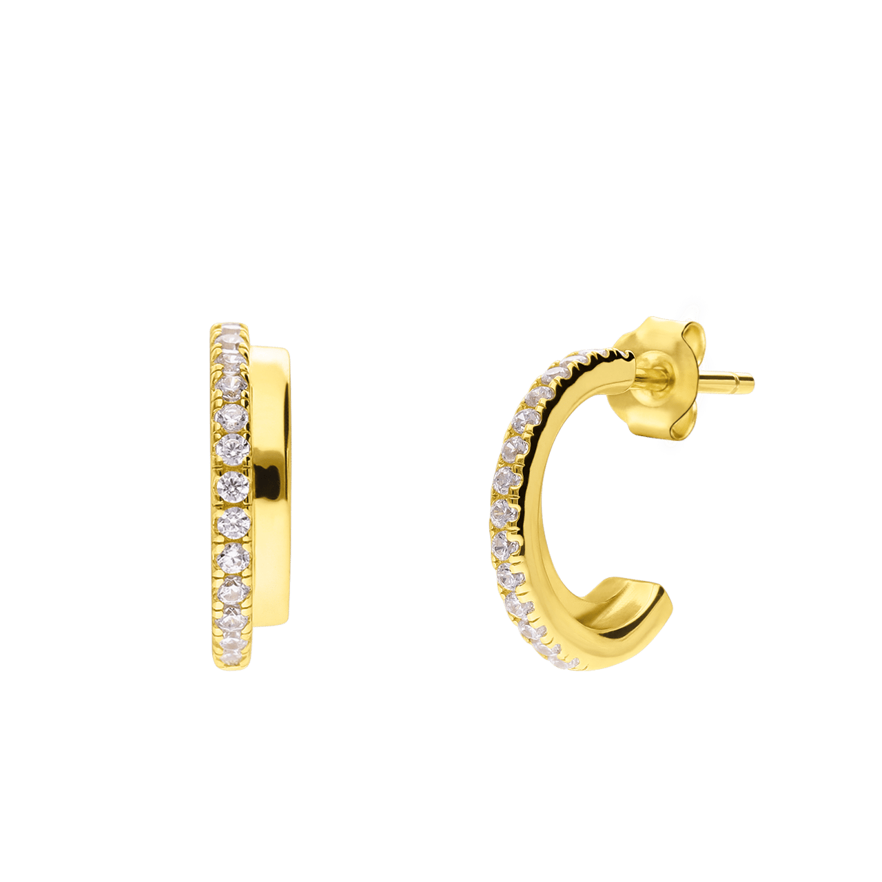 Zilveren goldplated oorringen zirkonia